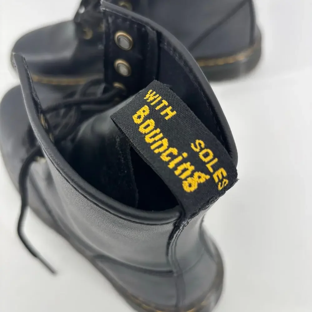 DocMartens Zavala Black Leather Platform Combat Boots Men 7 Women 8 Goth Grunge